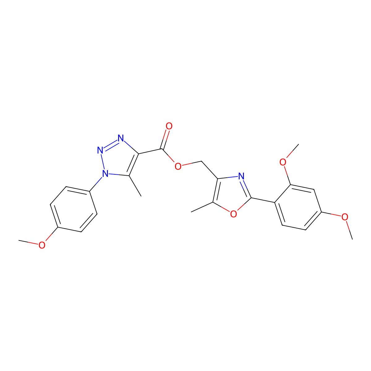 [2-(2,4-dimethoxyphenyl)-5-methyl-1,3-oxazol-4-yl]methyl 1-(4-methoxyphenyl)-5-methyl-1H-1,2,3-triazole-4-carboxylate molecular structure, CAS 1021213-17-1