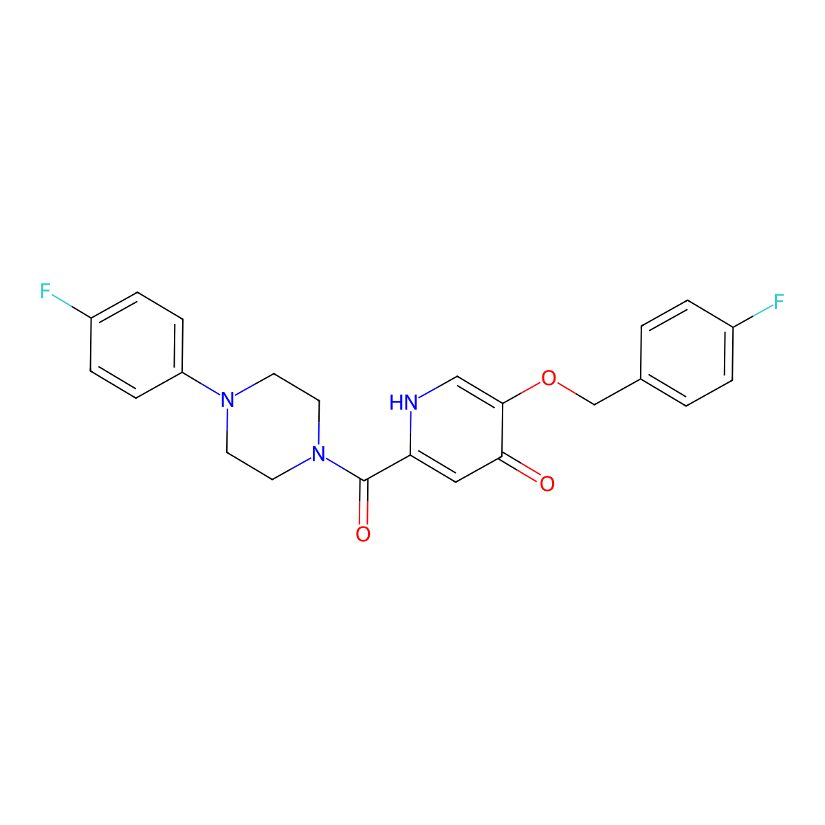 5-((4-fluorobenzyl)oxy)-2-(4-(4-fluorophenyl)piperazine-1-carbonyl)pyridin-4(1H)-one molecular structure, CAS 1021213-19-3