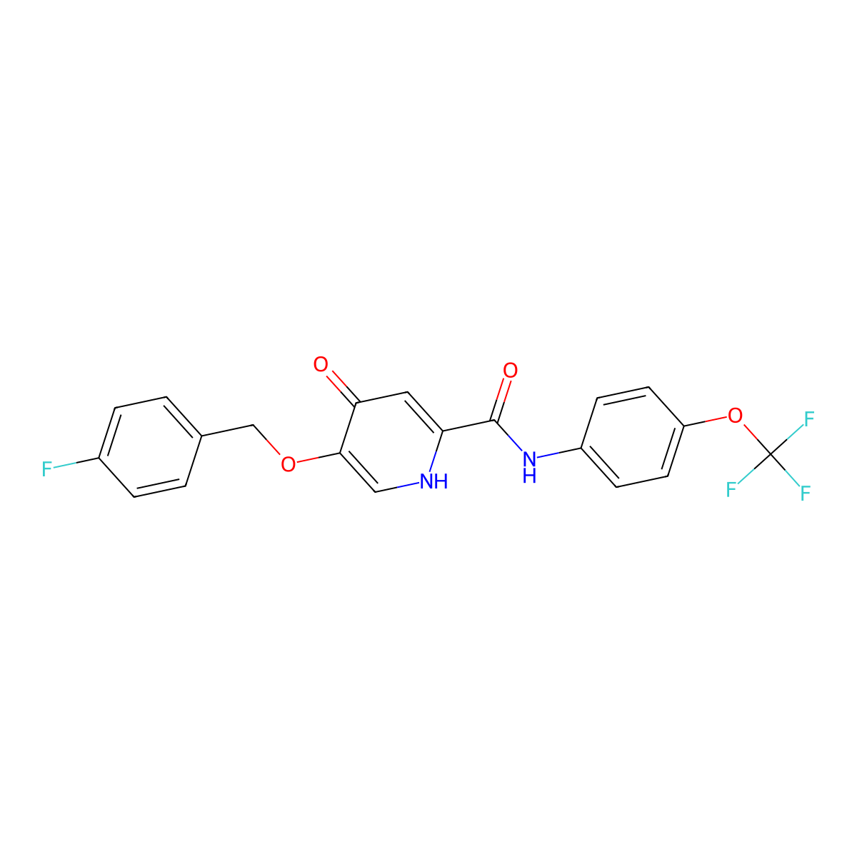 5-[(4-fluorophenyl)methoxy]-4-oxo-N-[4-(trifluoromethoxy)phenyl]-1,4-dihydropyridine-2-carboxamide molecular structure, CAS 1021213-25-1