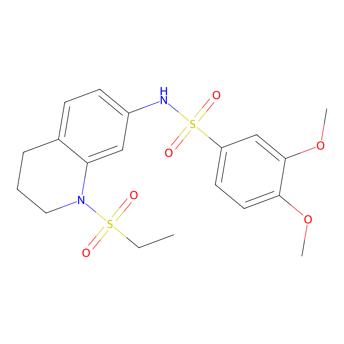 N-[1-(ethanesulfonyl)-1,2,3,4-tetrahydroquinolin-7-yl]-3,4-dimethoxybenzene-1-sulfonamide molecular structure, CAS 1021213-26-2