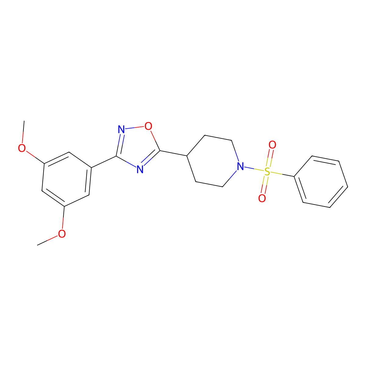 1-(Benzenesulfonyl)-4-[3-(3,5-dimethoxyphenyl)-1,2,4-oxadiazol-5-yl]piperidine molecular structure, CAS 1021213-30-8