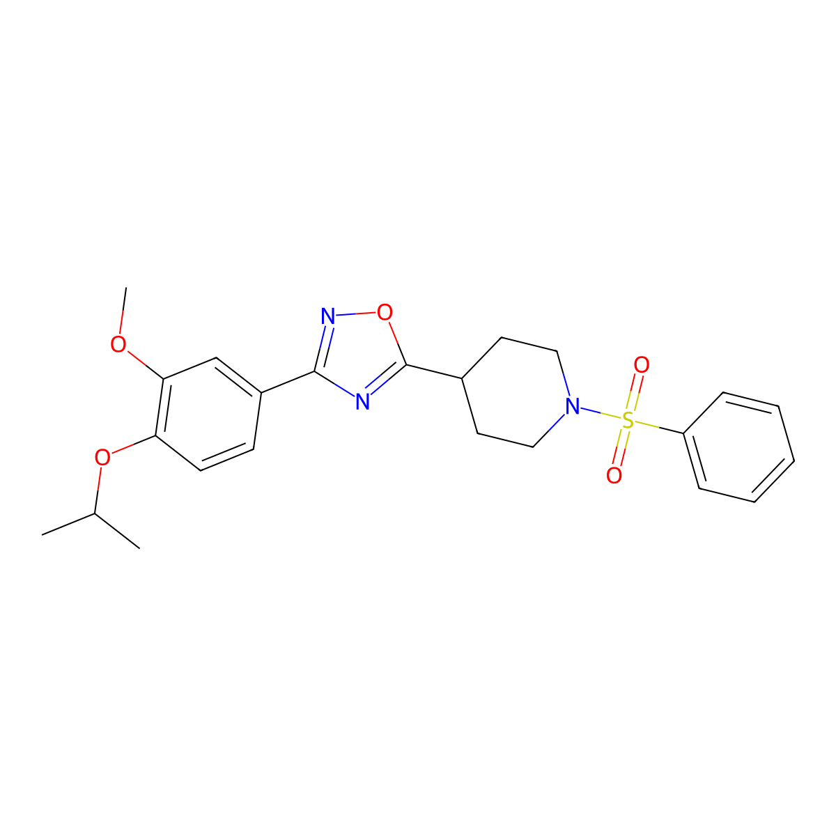1-(Benzenesulfonyl)-4-{3-[3-methoxy-4-(propan-2-yloxy)phenyl]-1,2,4-oxadiazol-5-yl}piperidine molecular structure, CAS 1021213-36-4