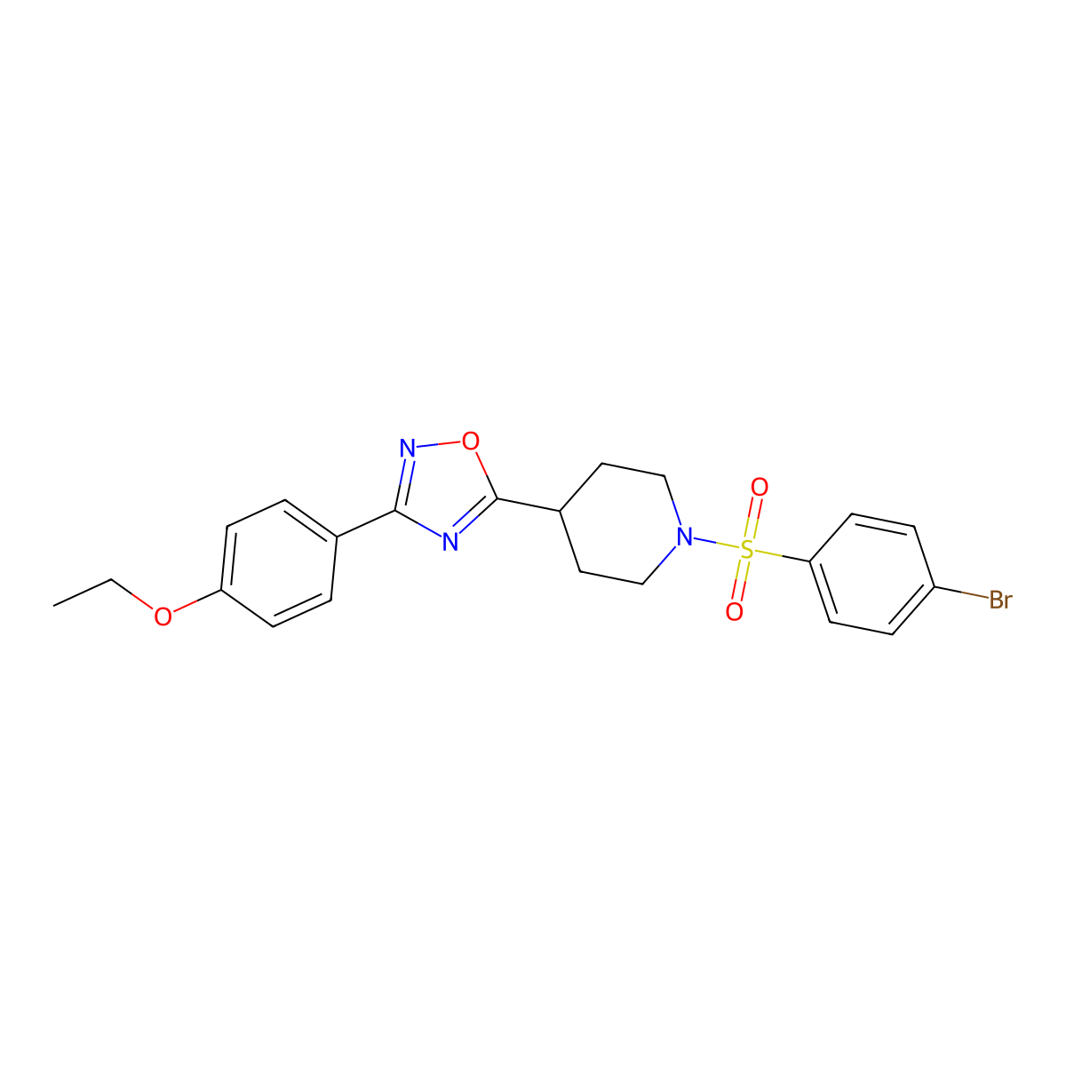 1-(4-Bromobenzenesulfonyl)-4-[3-(4-ethoxyphenyl)-1,2,4-oxadiazol-5-yl]piperidine molecular structure, CAS 1021213-39-7