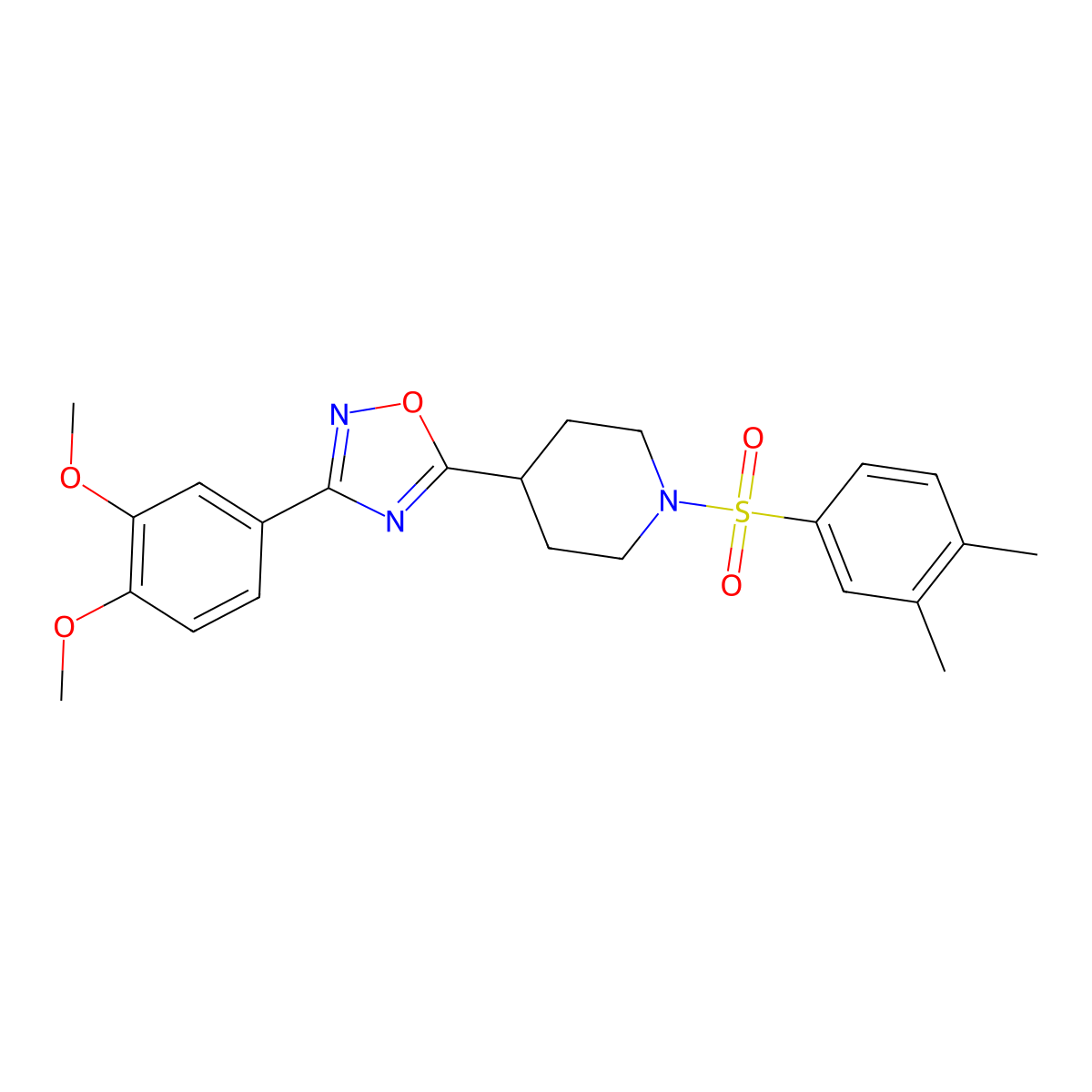 4-[3-(3,4-Dimethoxyphenyl)-1,2,4-oxadiazol-5-yl]-1-(3,4-dimethylbenzenesulfonyl)piperidine molecular structure, CAS 1021213-41-1