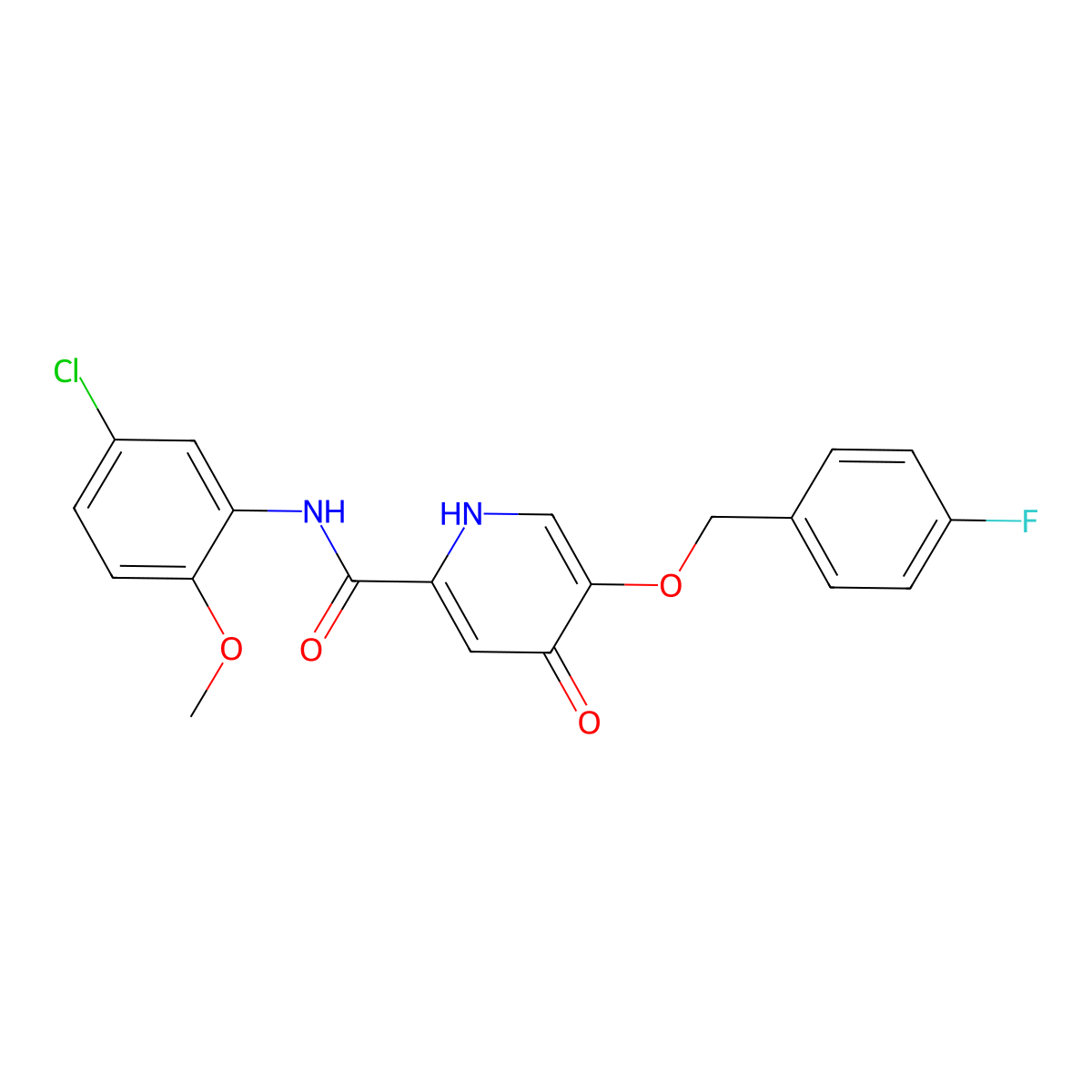 N-(5-chloro-2-methoxyphenyl)-5-((4-fluorobenzyl)oxy)-4-oxo-1,4-dihydropyridine-2-carboxamide molecular structure, CAS 1021213-47-7