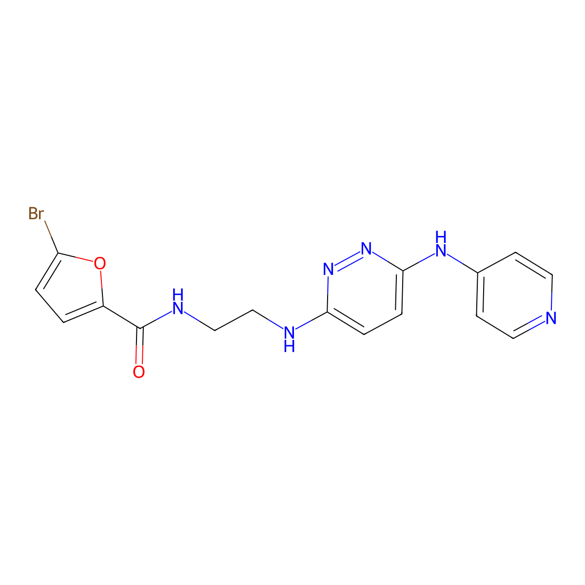 5-bromo-N-(2-((6-(pyridin-4-ylamino)pyridazin-3-yl)amino)ethyl)furan-2-carboxamide molecular structure, CAS 1021213-48-8