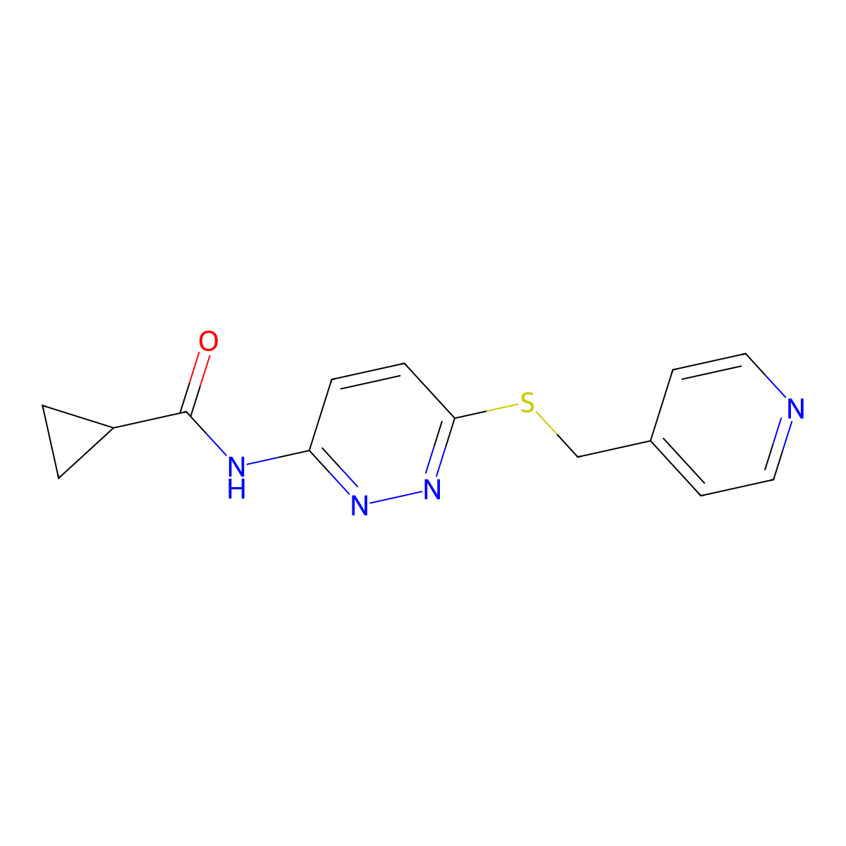 N-(6-{[(pyridin-4-yl)methyl]sulfanyl}pyridazin-3-yl)cyclopropanecarboxamide molecular structure, CAS 1021213-59-1