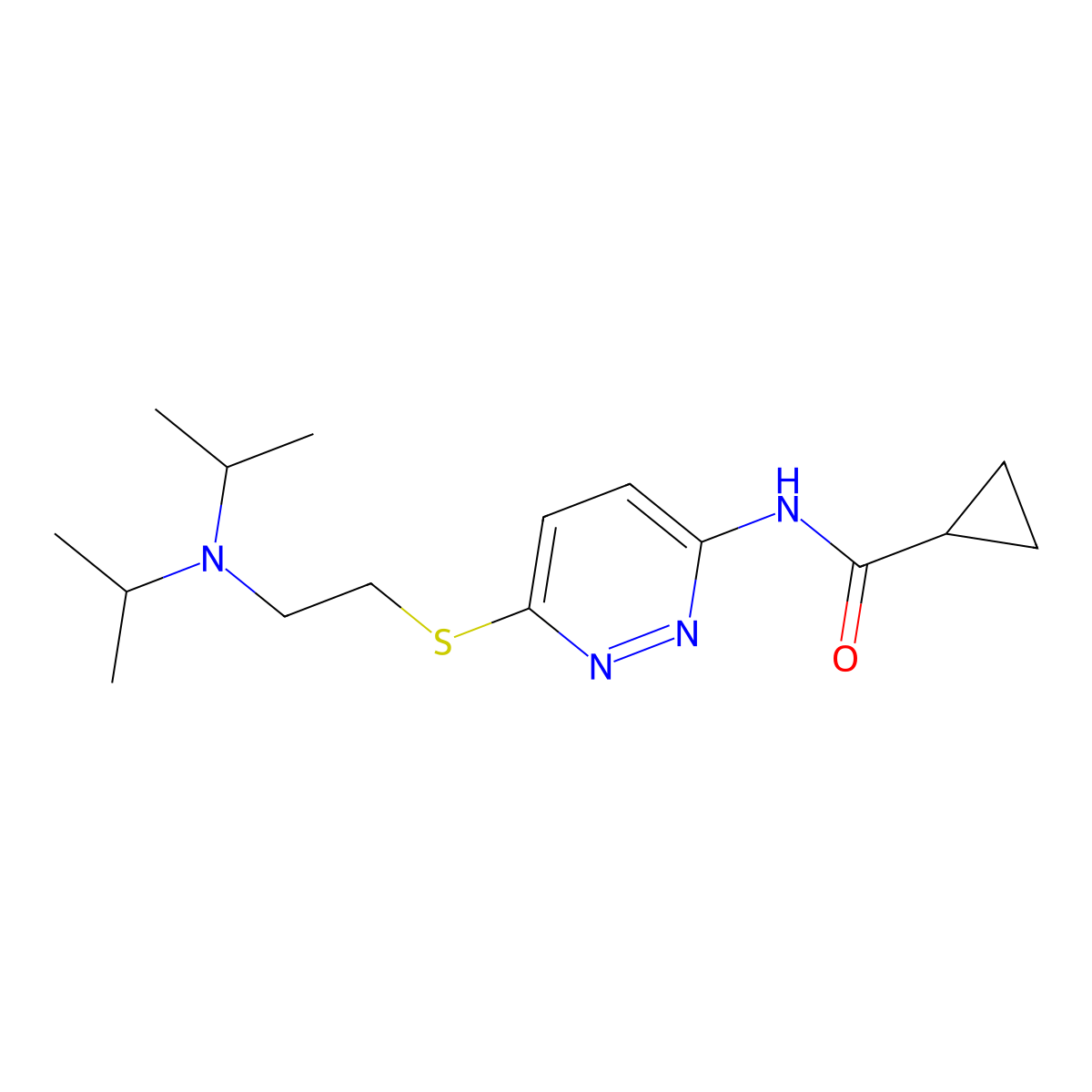 N-[6-({2-[bis(propan-2-yl)amino]ethyl}sulfanyl)pyridazin-3-yl]cyclopropanecarboxamide molecular structure, CAS 1021213-77-3