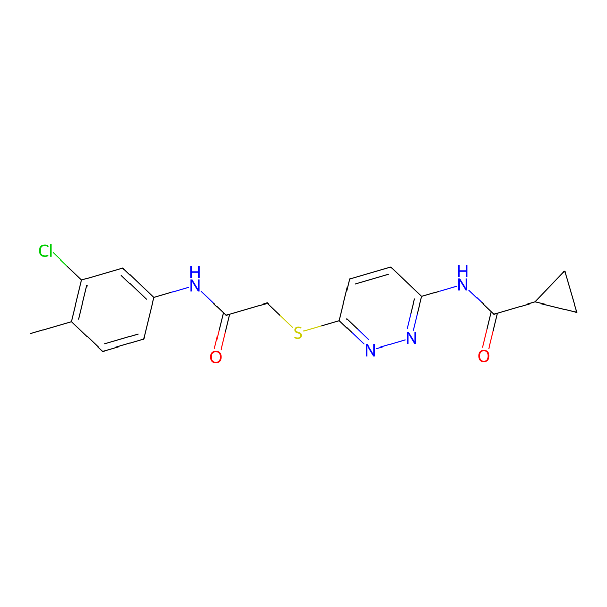 N-[6-({[(3-chloro-4-methylphenyl)carbamoyl]methyl}sulfanyl)pyridazin-3-yl]cyclopropanecarboxamide molecular structure, CAS 1021213-84-2