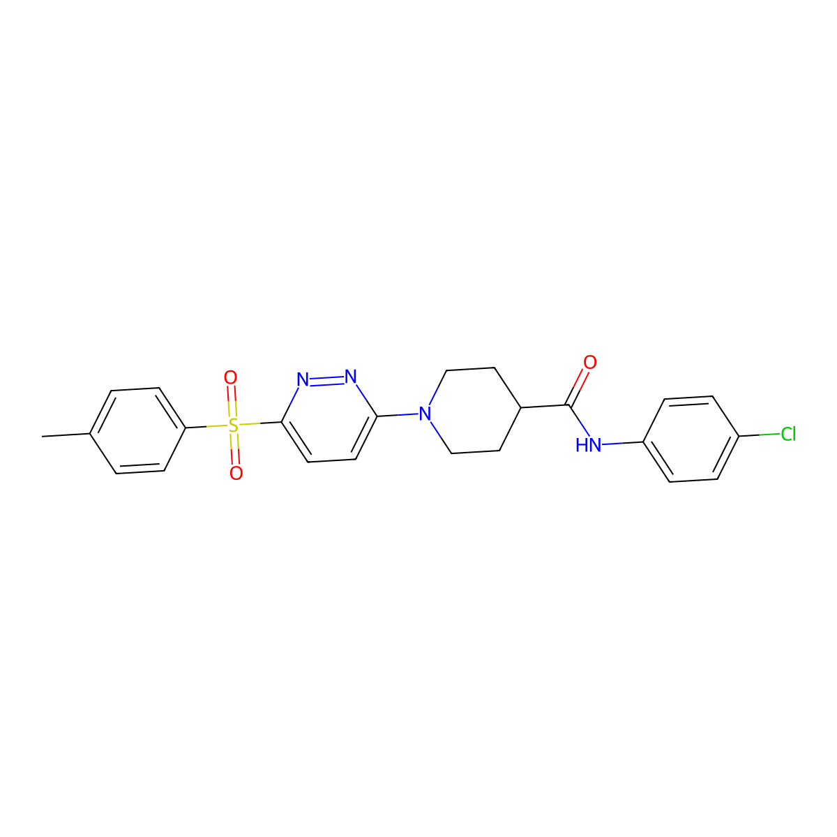 N-(4-chlorophenyl)-1-(6-tosylpyridazin-3-yl)piperidine-4-carboxamide molecular structure, CAS 1021213-89-7
