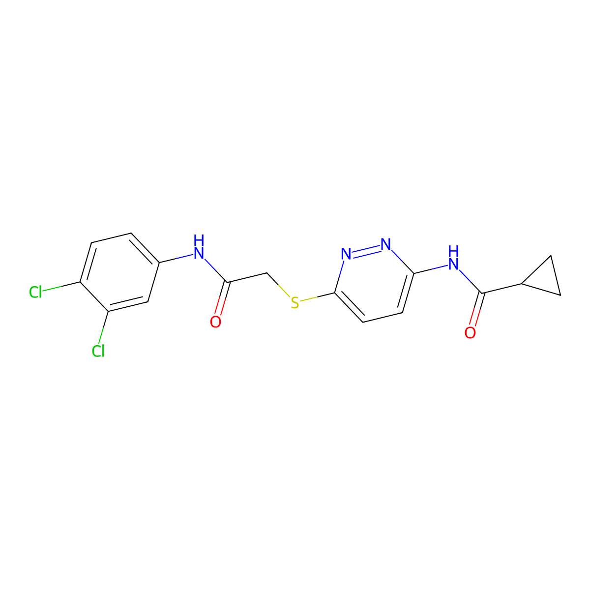 N-[6-({[(3,4-dichlorophenyl)carbamoyl]methyl}sulfanyl)pyridazin-3-yl]cyclopropanecarboxamide molecular structure, CAS 1021213-91-1