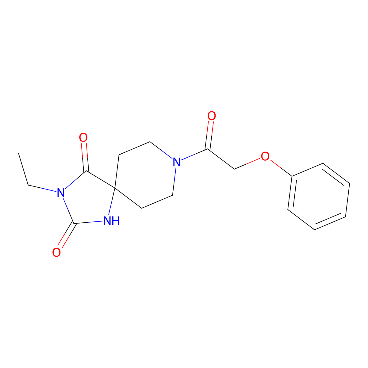 3-Ethyl-8-(2-phenoxyacetyl)-1,3,8-triazaspiro[4.5]decane-2,4-dione molecular structure, CAS 1021213-92-2