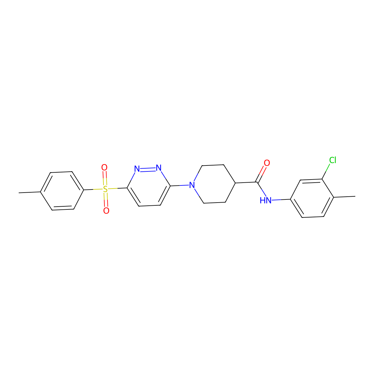 N-(3-chloro-4-methylphenyl)-1-(6-tosylpyridazin-3-yl)piperidine-4-carboxamide molecular structure, CAS 1021213-94-4