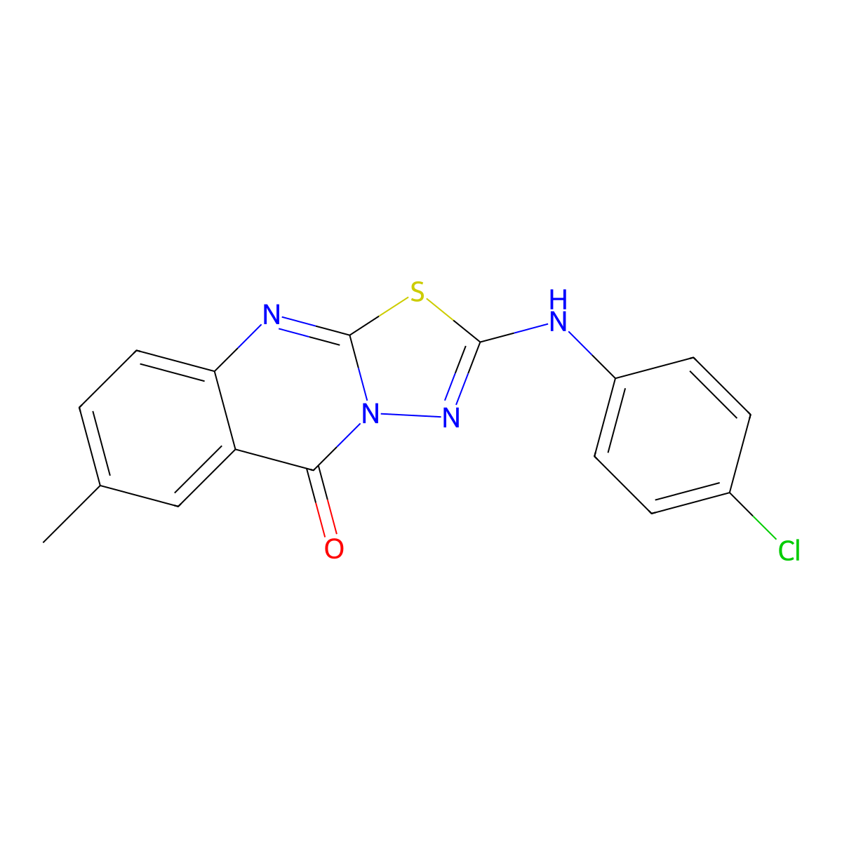 2-[(4-chlorophenyl)amino]-7-methyl-5H-[1,3,4]thiadiazolo[2,3-b]quinazolin-5-one molecular structure, CAS 1021214-09-4