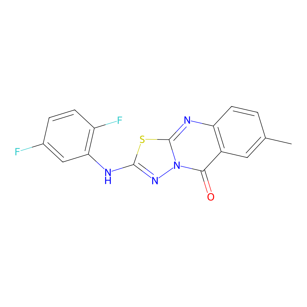2-((2,5-difluorophenyl)amino)-7-methyl-5H-[1,3,4]thiadiazolo[2,3-b]quinazolin-5-one molecular structure, CAS 1021214-12-9