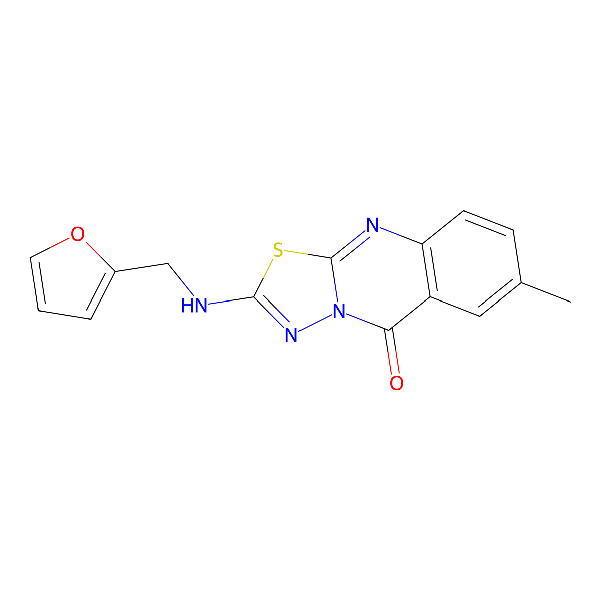 2-{[(furan-2-yl)methyl]amino}-7-methyl-5H-[1,3,4]thiadiazolo[2,3-b]quinazolin-5-one molecular structure, CAS 1021214-17-4