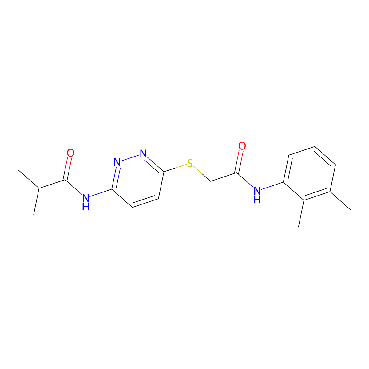 N-[6-({[(2,3-dimethylphenyl)carbamoyl]methyl}sulfanyl)pyridazin-3-yl]-2-methylpropanamide molecular structure, CAS 1021214-18-5