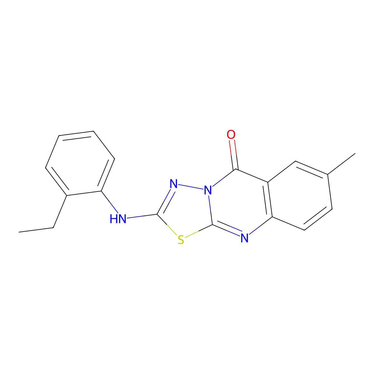 2-(2-ethylanilino)-7-methyl-5H-[1,3,4]thiadiazolo[2,3-b]quinazolin-5-one molecular structure, CAS 1021214-20-9