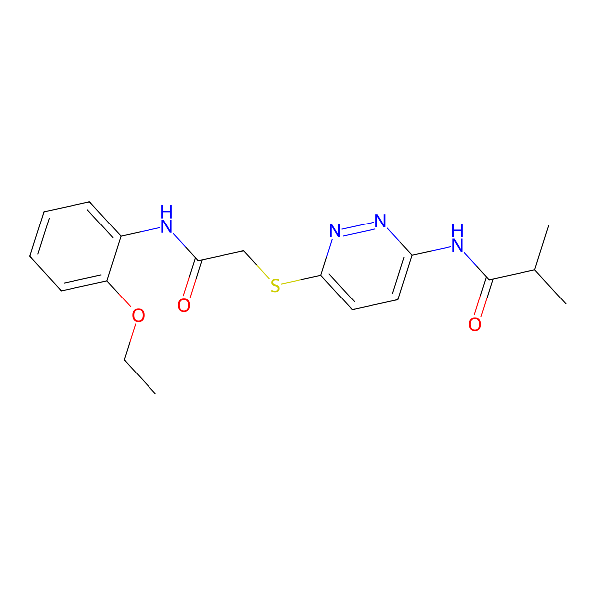 N-[6-({[(2-ethoxyphenyl)carbamoyl]methyl}sulfanyl)pyridazin-3-yl]-2-methylpropanamide molecular structure, CAS 1021214-24-3
