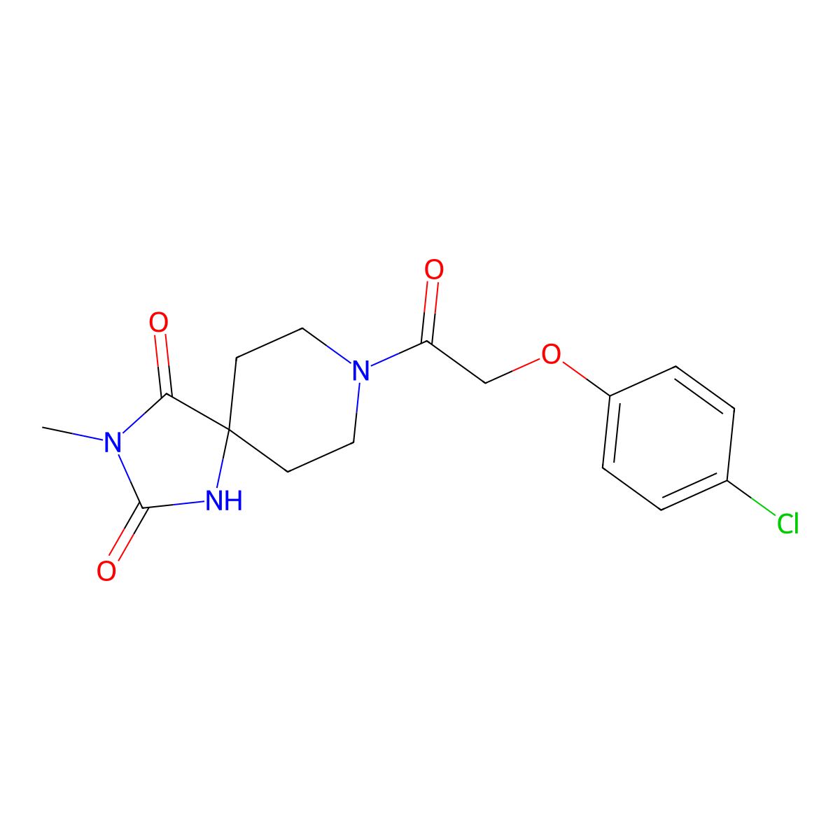 8-[2-(4-Chlorophenoxy)acetyl]-3-methyl-1,3,8-triazaspiro[4.5]decane-2,4-dione molecular structure, CAS 1021214-25-4