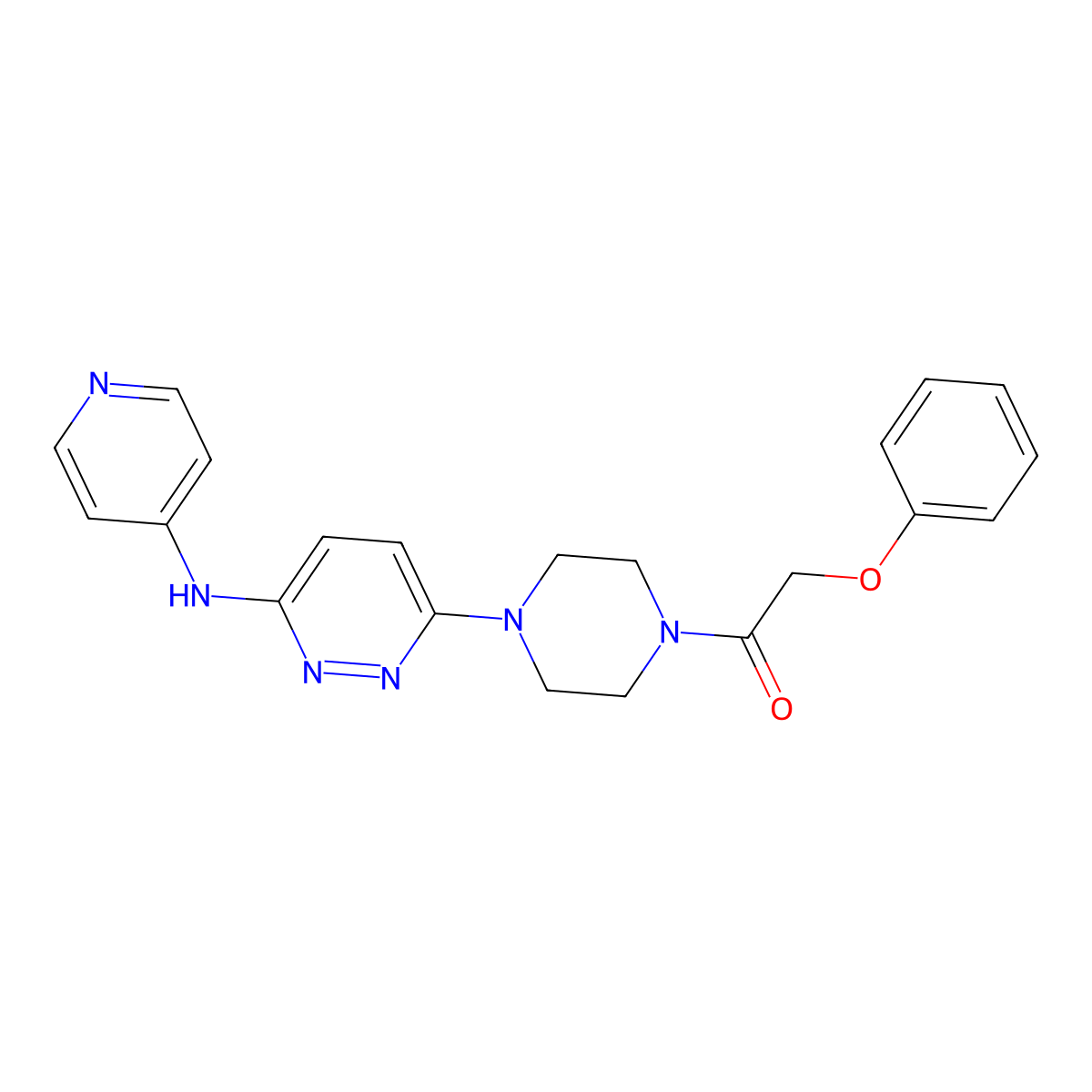 2-Phenoxy-1-(4-(6-(pyridin-4-ylamino)pyridazin-3-yl)piperazin-1-yl)ethanone molecular structure, CAS 1021214-26-5