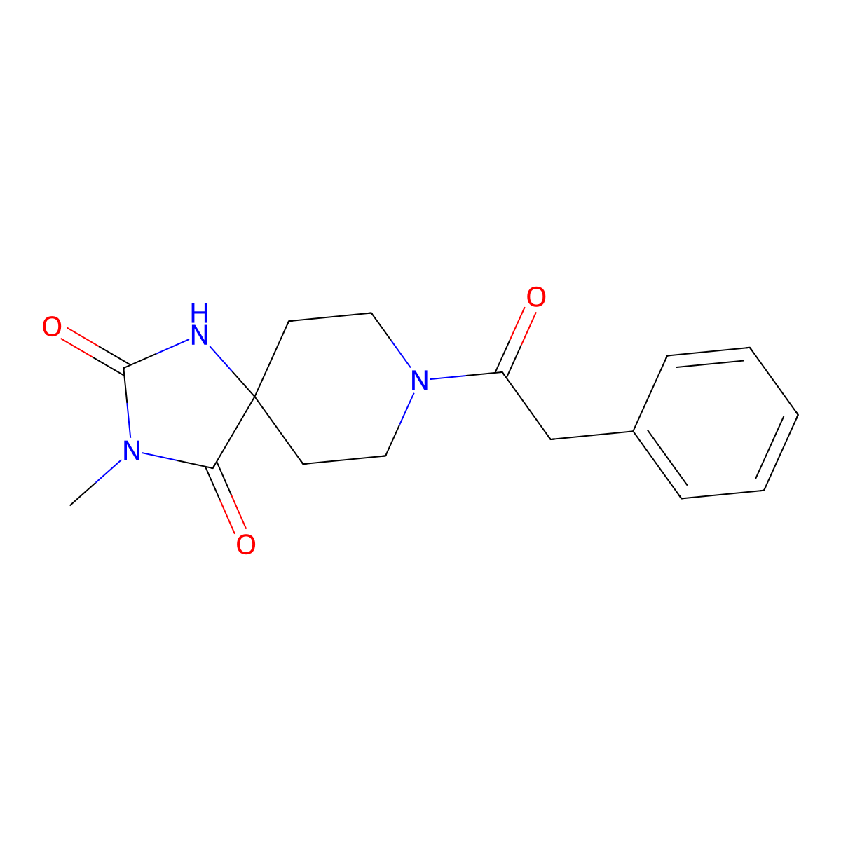 3-Methyl-8-(2-phenylacetyl)-1,3,8-triazaspiro[4.5]decane-2,4-dione molecular structure, CAS 1021214-28-7