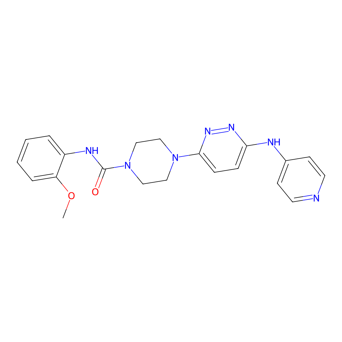 N-(2-methoxyphenyl)-4-(6-(pyridin-4-ylamino)pyridazin-3-yl)piperazine-1-carboxamide molecular structure, CAS 1021214-34-5