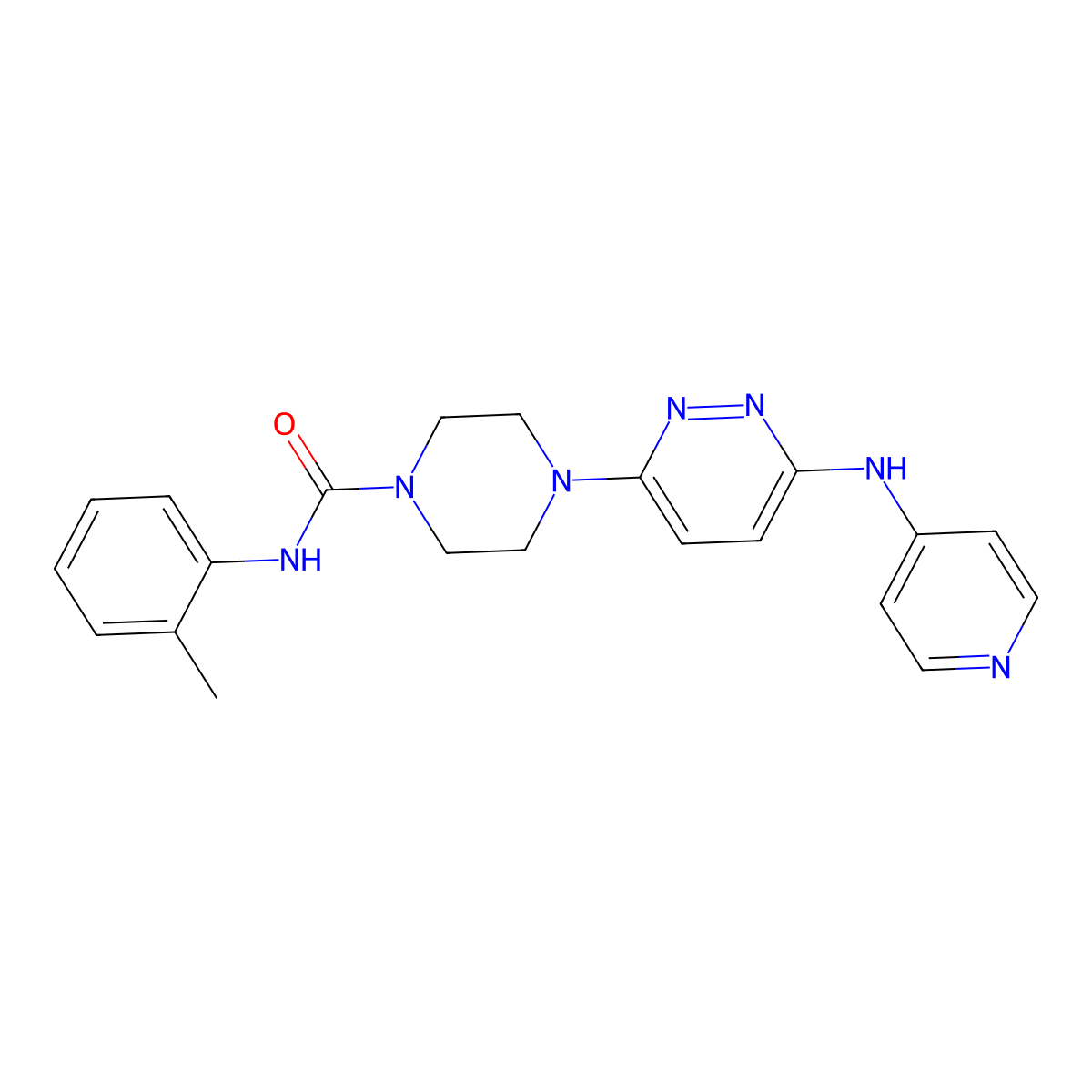 4-(6-(pyridin-4-ylamino)pyridazin-3-yl)-N-(o-tolyl)piperazine-1-carboxamide molecular structure, CAS 1021214-37-8