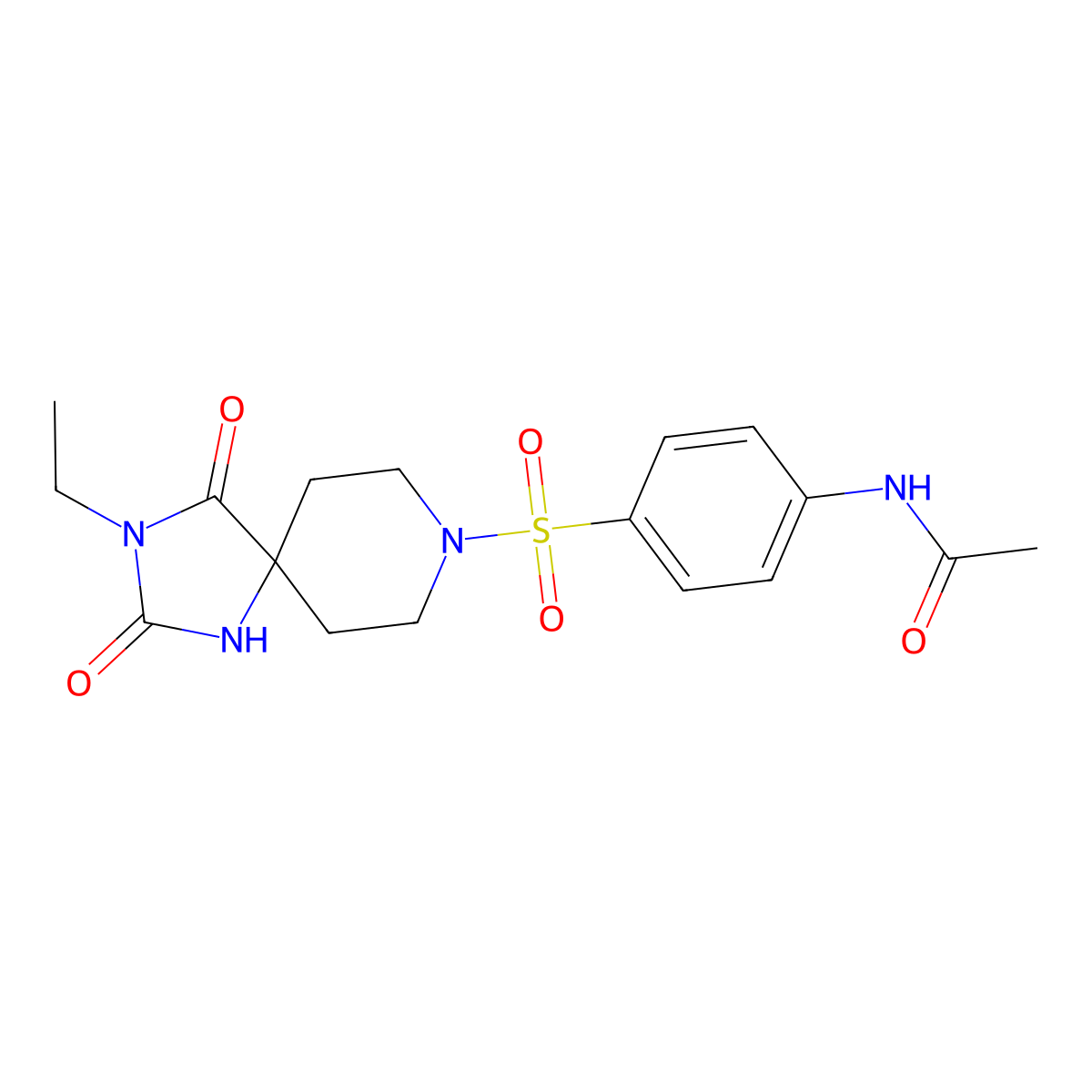 N-[4-({3-ethyl-2,4-dioxo-1,3,8-triazaspiro[4.5]decan-8-yl}sulfonyl)phenyl]acetamide molecular structure, CAS 1021214-40-3