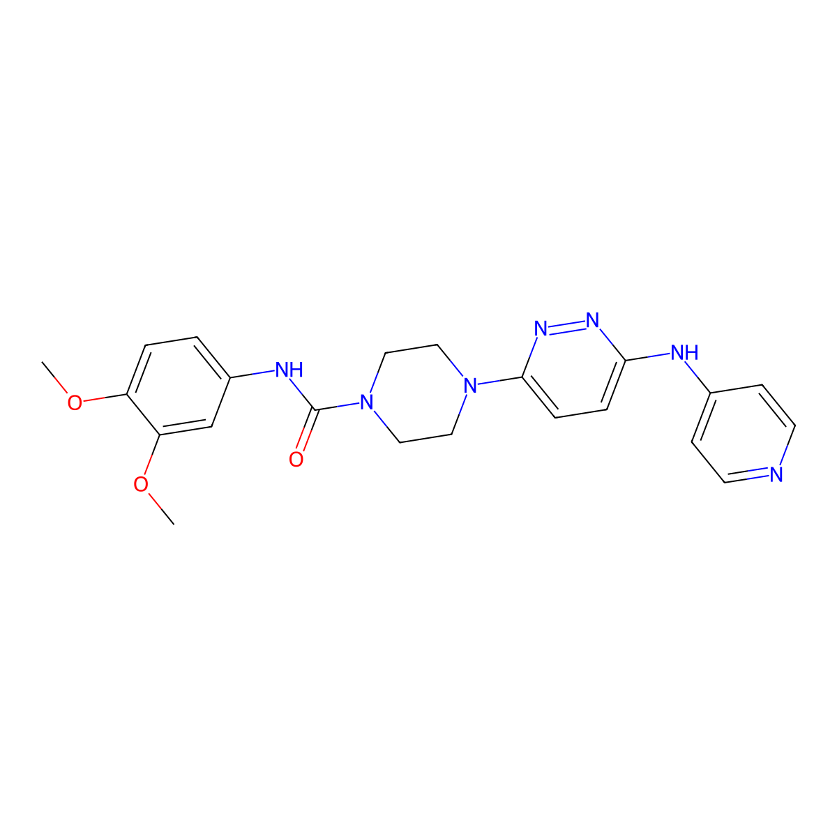N-(3,4-dimethoxyphenyl)-4-(6-(pyridin-4-ylamino)pyridazin-3-yl)piperazine-1-carboxamide molecular structure, CAS 1021214-41-4