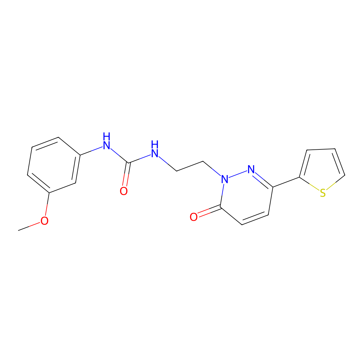 1-(3-Methoxyphenyl)-3-{2-[6-oxo-3-(thiophen-2-yl)-1,6-dihydropyridazin-1-yl]ethyl}urea molecular structure, CAS 1021214-48-1