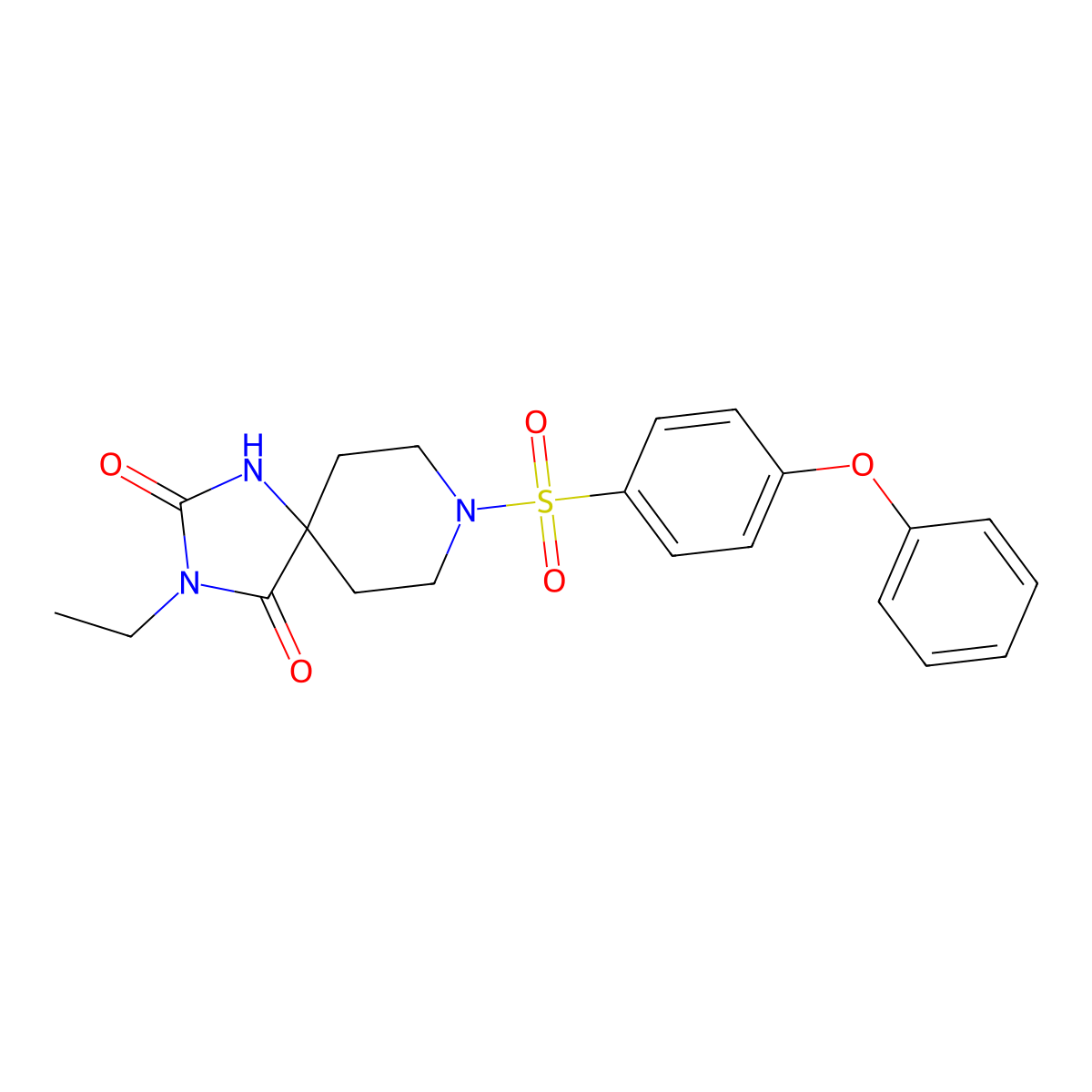 3-Ethyl-8-(4-phenoxybenzenesulfonyl)-1,3,8-triazaspiro[4.5]decane-2,4-dione molecular structure, CAS 1021214-51-6