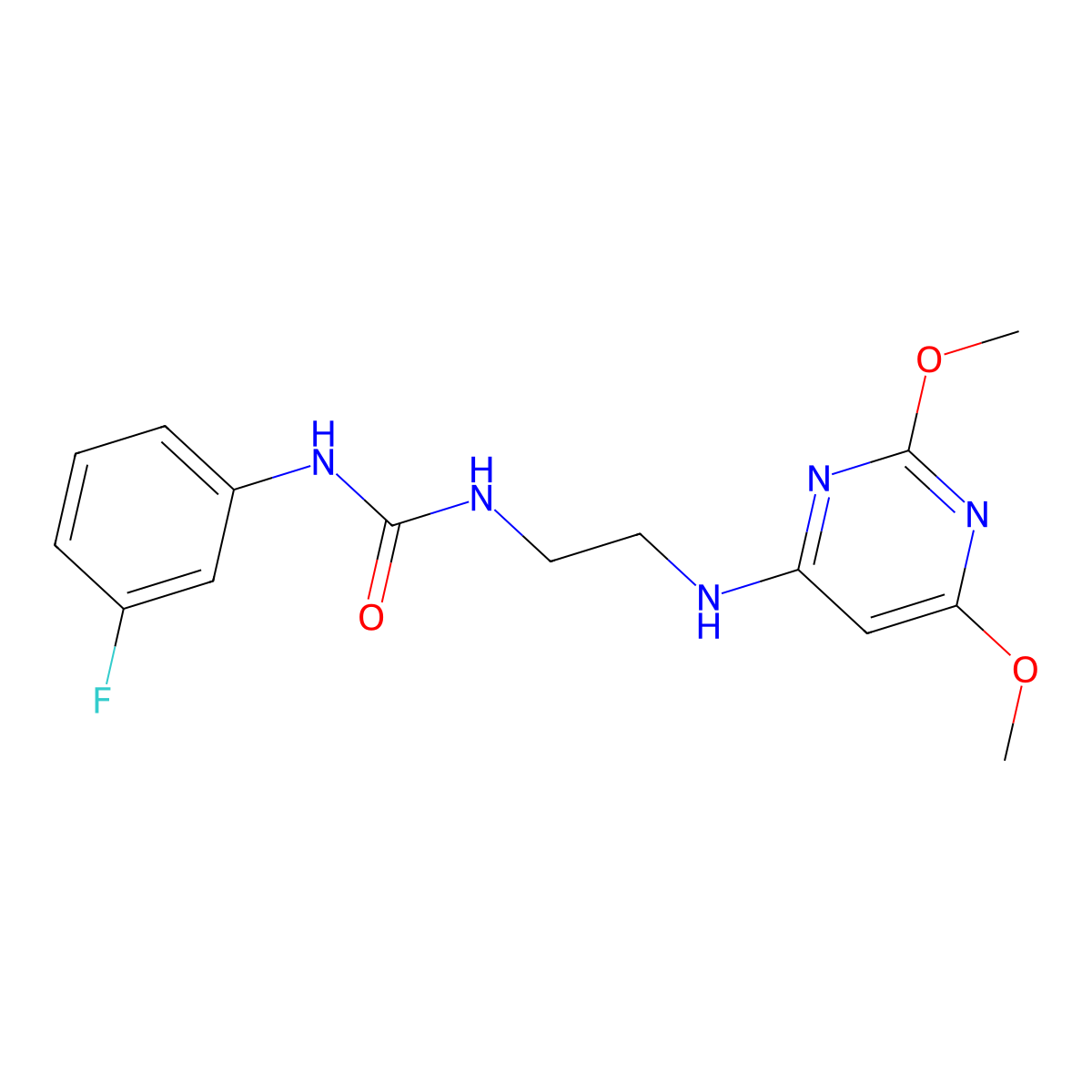 1-(2-((2,6-Dimethoxypyrimidin-4-yl)amino)ethyl)-3-(3-fluorophenyl)urea molecular structure, CAS 1021214-56-1