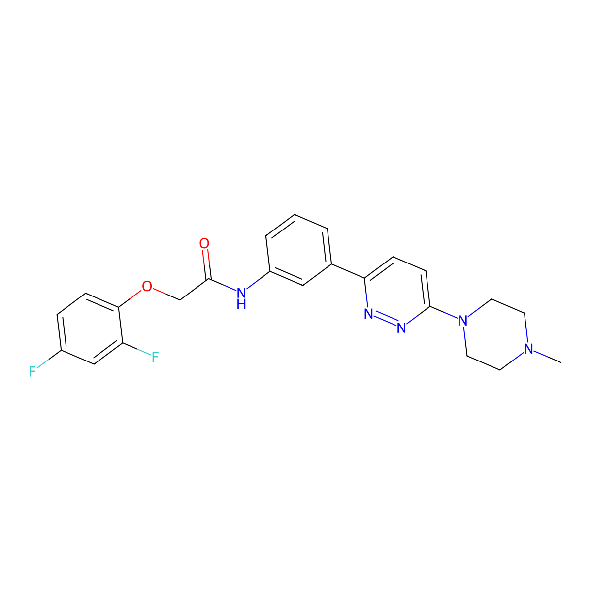 2-(2,4-difluorophenoxy)-N-(3-(6-(4-methylpiperazin-1-yl)pyridazin-3-yl)phenyl)acetamide molecular structure, CAS 1021214-65-2
