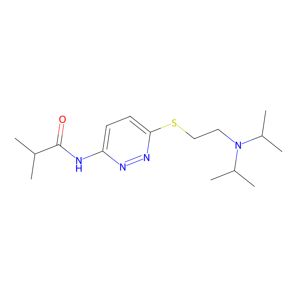 N-[6-({2-[bis(propan-2-yl)amino]ethyl}sulfanyl)pyridazin-3-yl]-2-methylpropanamide molecular structure, CAS 1021214-66-3