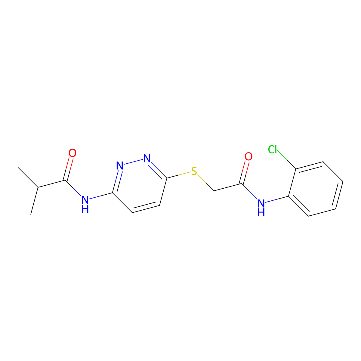 N-[6-({[(2-chlorophenyl)carbamoyl]methyl}sulfanyl)pyridazin-3-yl]-2-methylpropanamide molecular structure, CAS 1021214-74-3