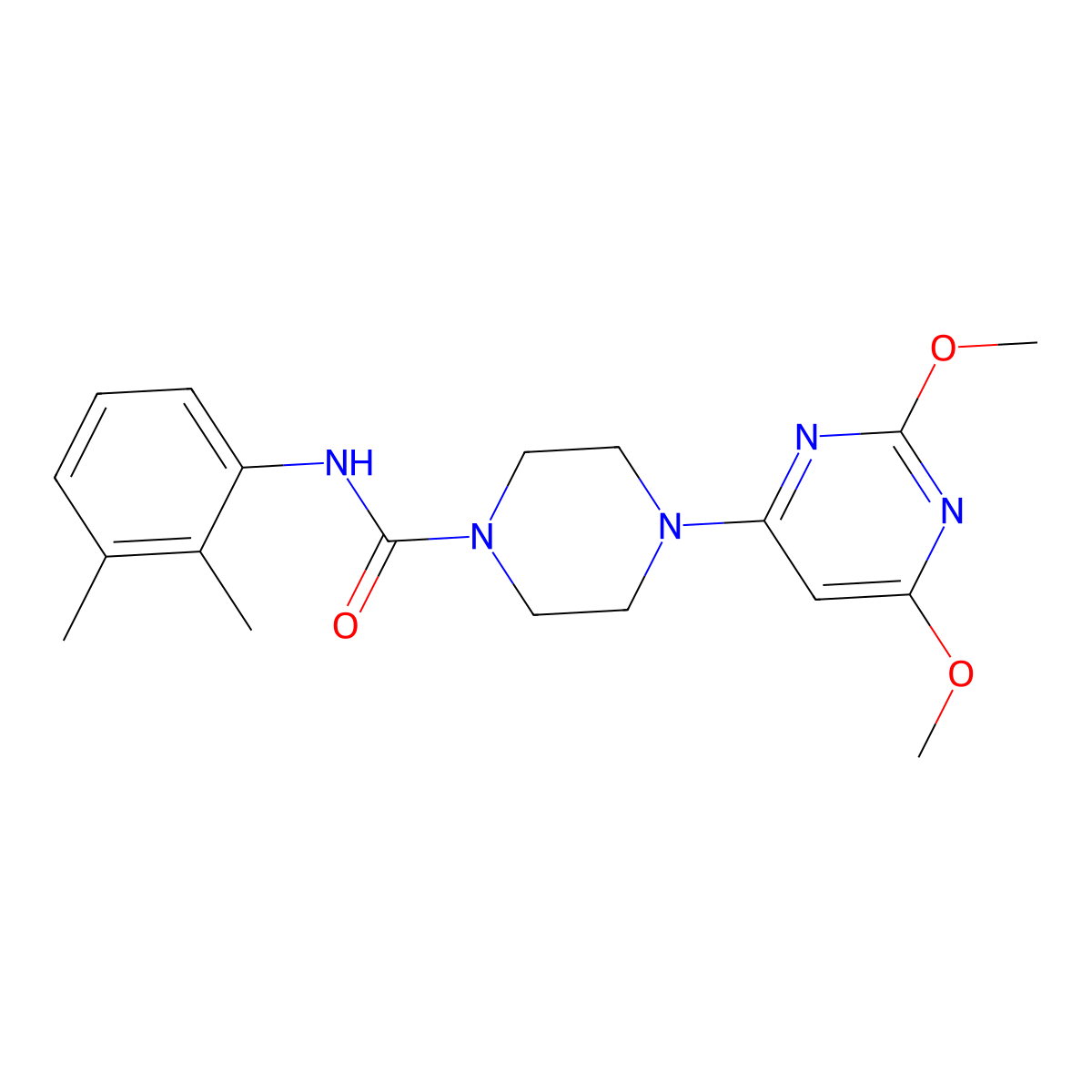 4-(2,6-dimethoxypyrimidin-4-yl)-N-(2,3-dimethylphenyl)piperazine-1-carboxamide molecular structure, CAS 1021214-77-6