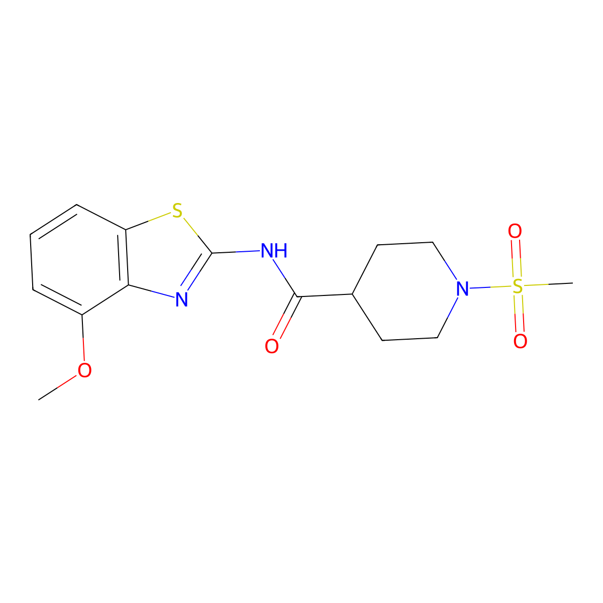 1-methanesulfonyl-N-(4-methoxy-1,3-benzothiazol-2-yl)piperidine-4-carboxamide molecular structure, CAS 1021214-80-1
