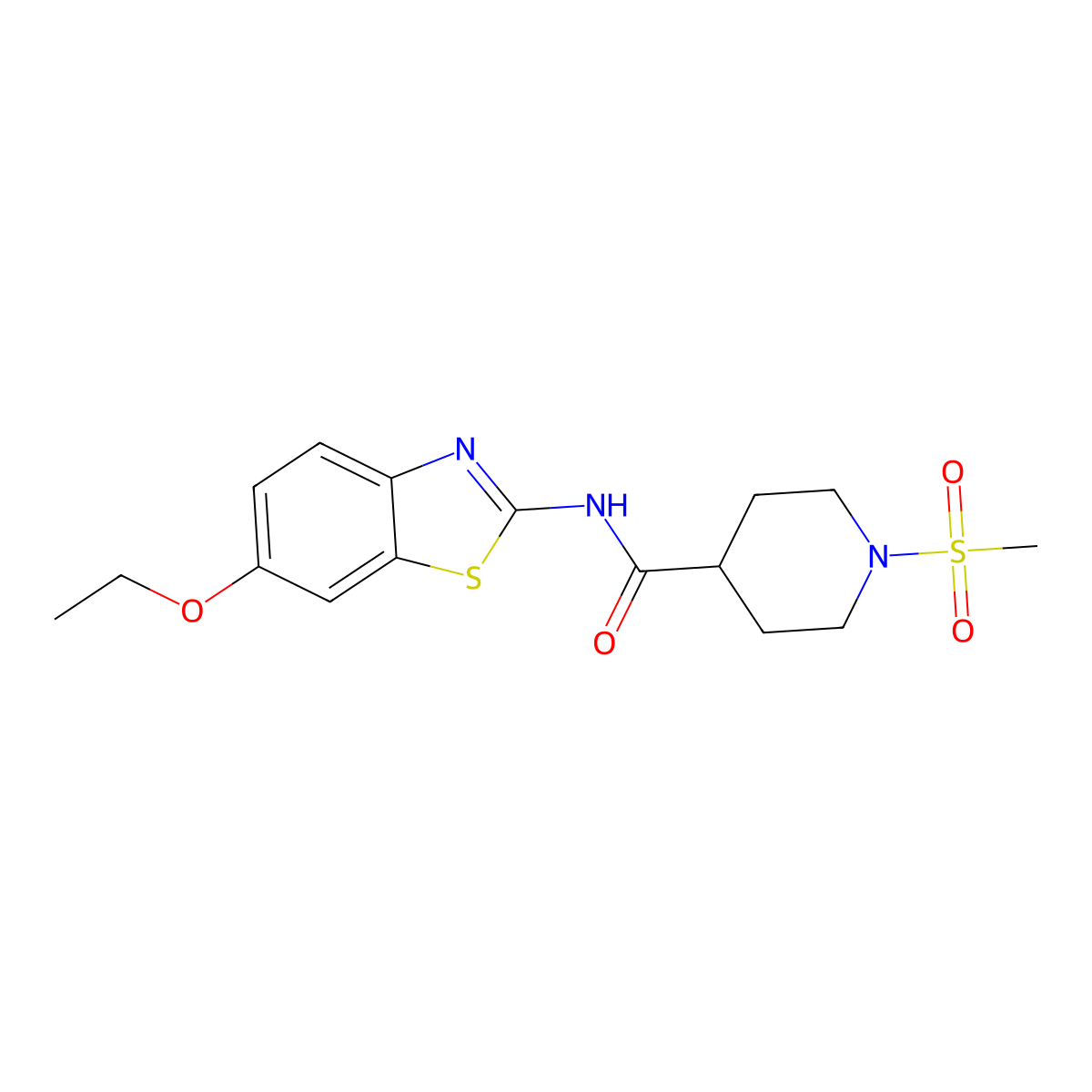 N-(6-ethoxy-1,3-benzothiazol-2-yl)-1-methanesulfonylpiperidine-4-carboxamide molecular structure, CAS 1021214-83-4