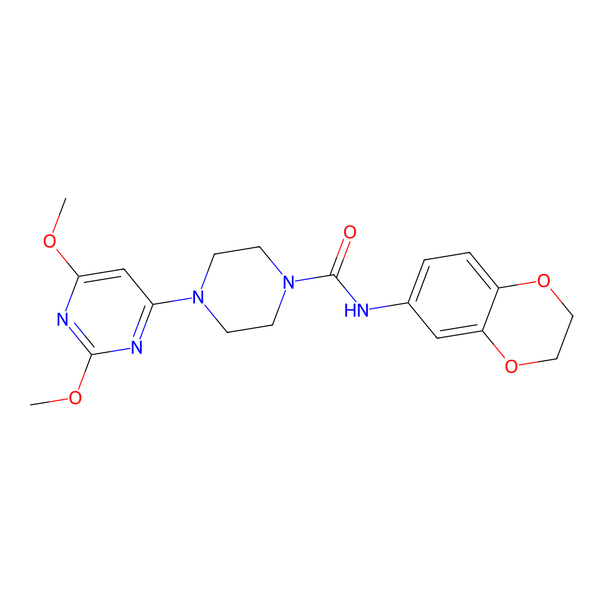 N-(2,3-dihydrobenzo[b][1,4]dioxin-6-yl)-4-(2,6-dimethoxypyrimidin-4-yl)piperazine-1-carboxamide molecular structure, CAS 1021214-84-5