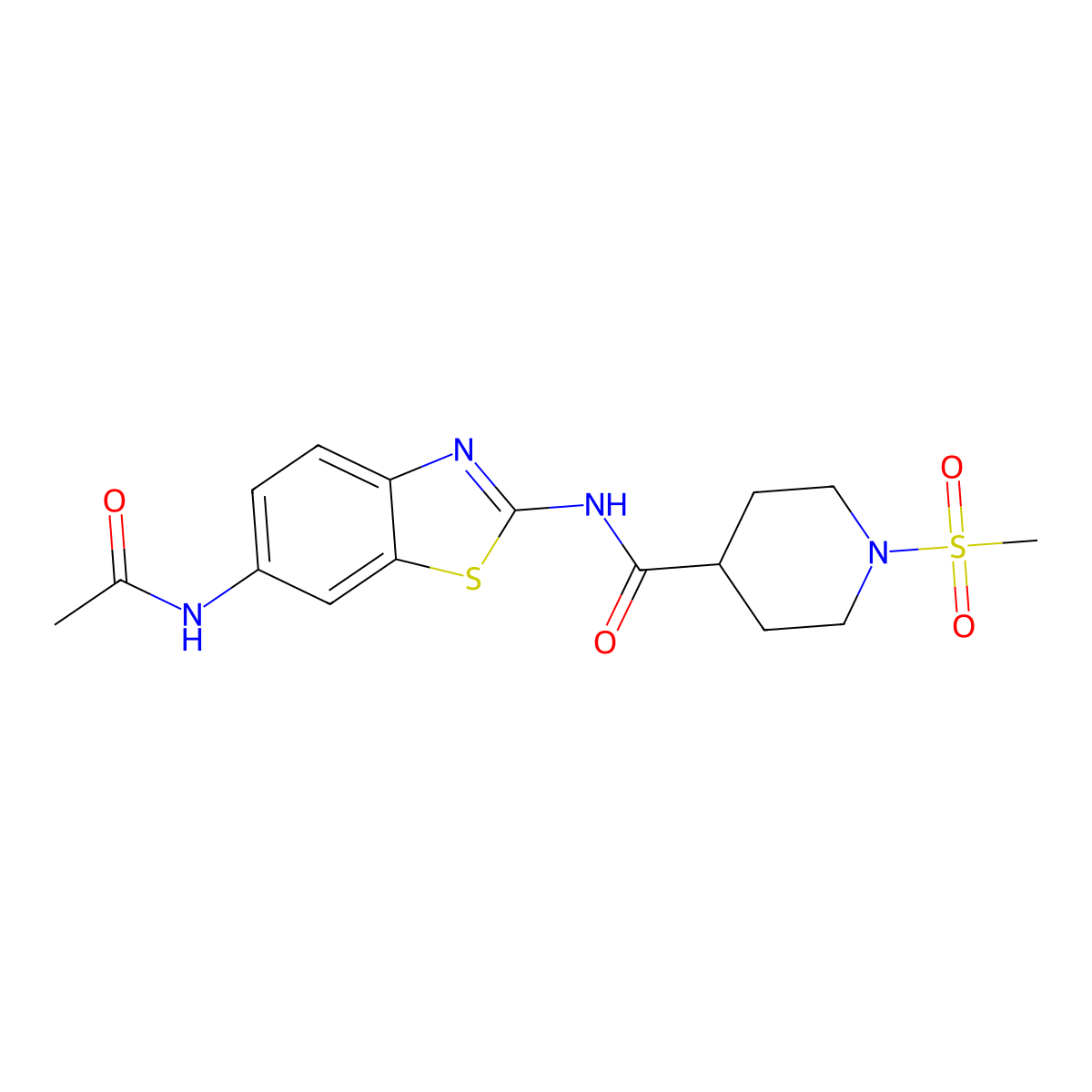 N-(6-acetamidobenzo[d]thiazol-2-yl)-1-(methylsulfonyl)piperidine-4-carboxamide molecular structure, CAS 1021214-89-0