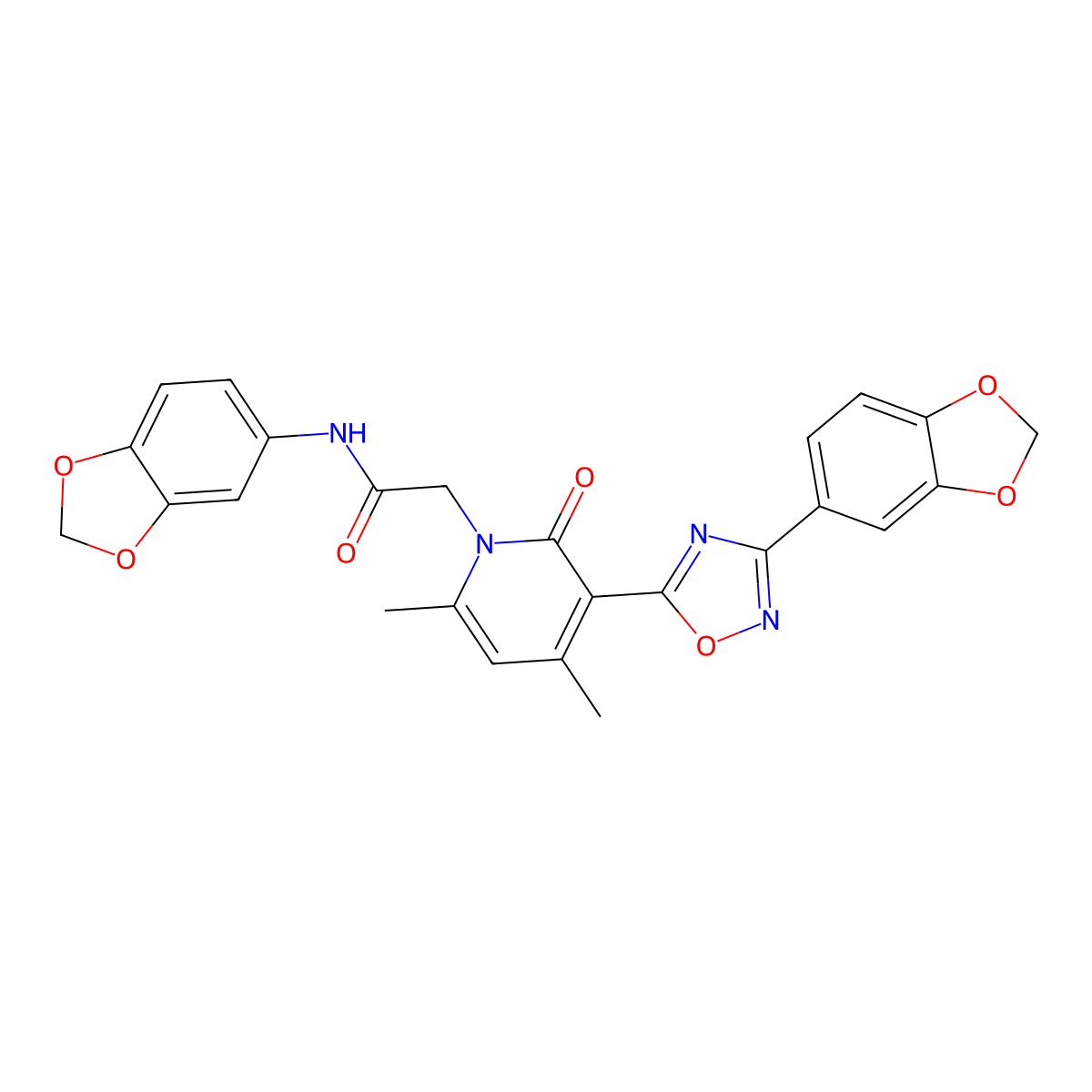 N-(benzo[d][1,3]dioxol-5-yl)-2-(3-(3-(benzo[d][1,3]dioxol-5-yl)-1,2,4-oxadiazol-5-yl)-4,6-dimethyl-2-oxopyridin-1(2H)-yl)acetamide molecular structure, CAS 1021215-25-7