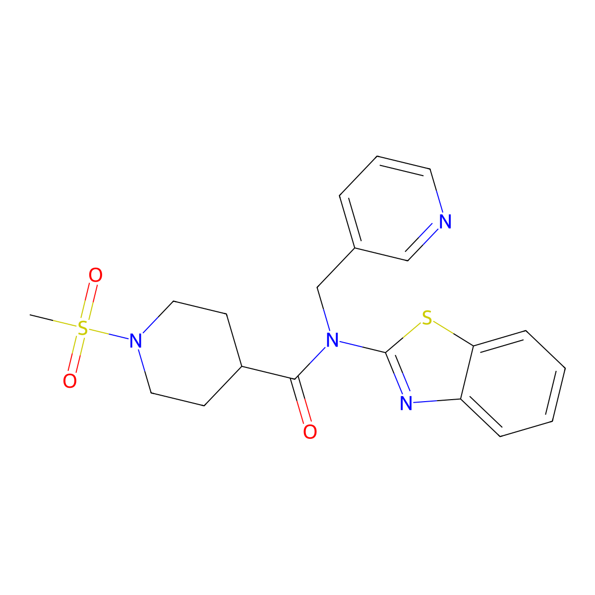 N-(1,3-benzothiazol-2-yl)-1-methanesulfonyl-N-[(pyridin-3-yl)methyl]piperidine-4-carboxamide molecular structure, CAS 1021215-34-8