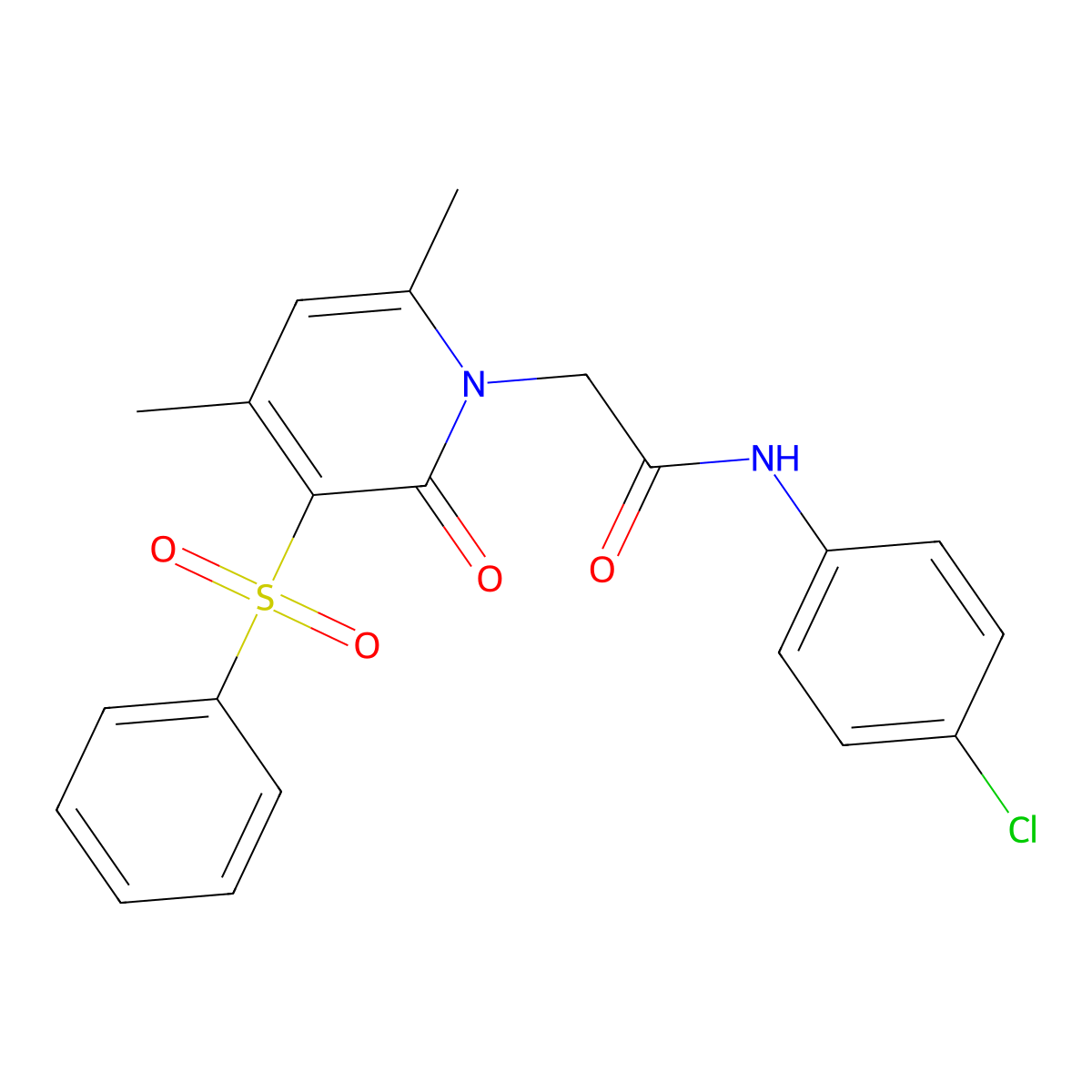 2-[3-(benzenesulfonyl)-4,6-dimethyl-2-oxo-1,2-dihydropyridin-1-yl]-N-(4-chlorophenyl)acetamide molecular structure, CAS 1021215-74-6