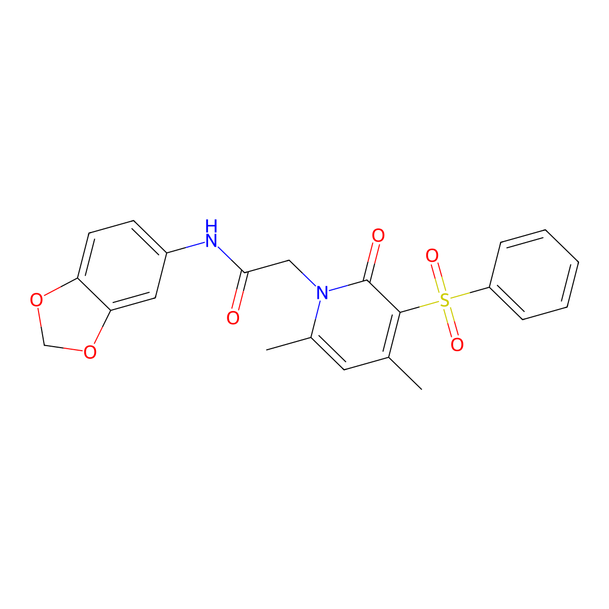 N-(1,3-benzodioxol-5-yl)-2-[4,6-dimethyl-2-oxo-3-(phenylsulfonyl)pyridin-1(2H)-yl]acetamide molecular structure, CAS 1021215-76-8