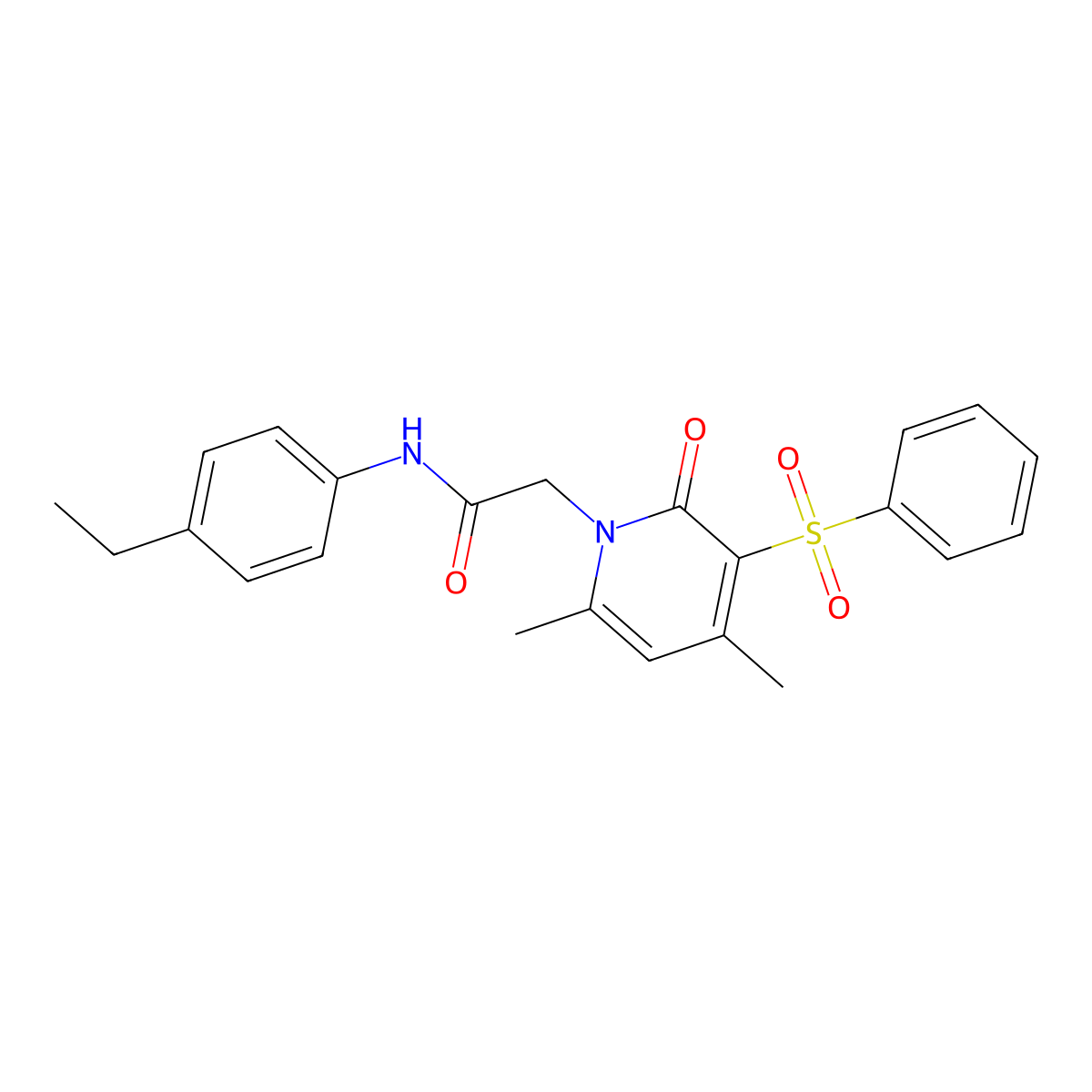 2-[4,6-dimethyl-2-oxo-3-(phenylsulfonyl)pyridin-1(2H)-yl]-N-(4-ethylphenyl)acetamide molecular structure, CAS 1021215-79-1