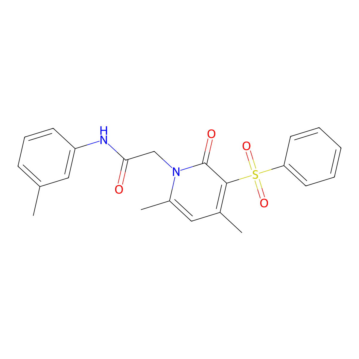 2-(4,6-dimethyl-2-oxo-3-(phenylsulfonyl)pyridin-1(2H)-yl)-N-(m-tolyl)acetamide molecular structure, CAS 1021215-87-1