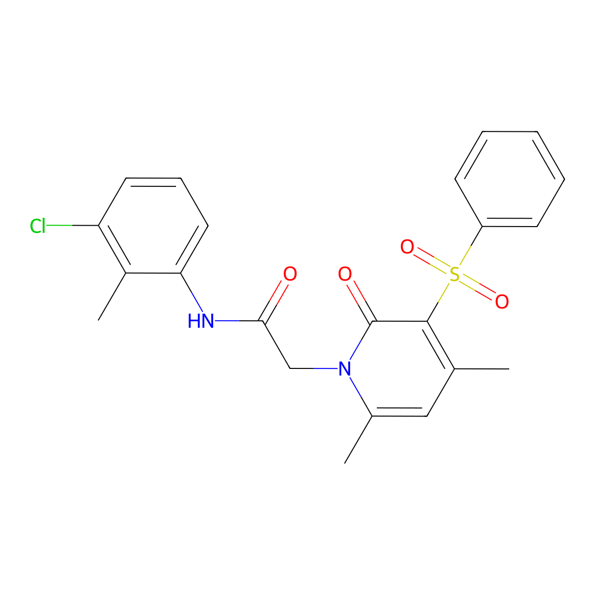 2-[3-(benzenesulfonyl)-4,6-dimethyl-2-oxo-1,2-dihydropyridin-1-yl]-N-(3-chloro-2-methylphenyl)acetamide molecular structure, CAS 1021215-90-6