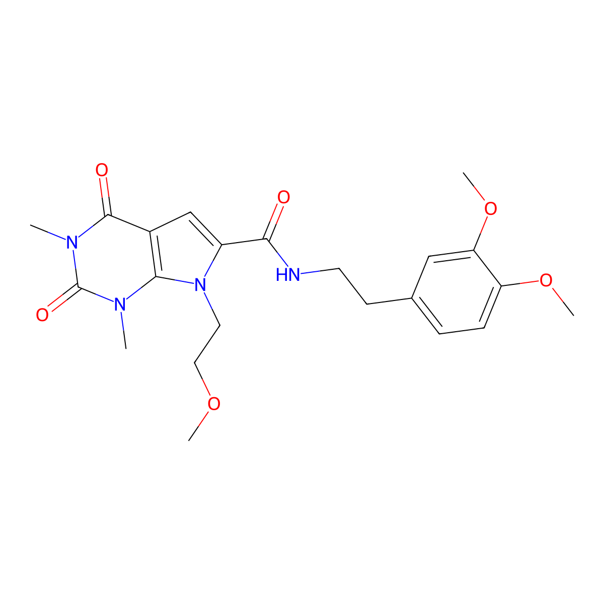 N-[2-(3,4-dimethoxyphenyl)ethyl]-7-(2-methoxyethyl)-1,3-dimethyl-2,4-dioxo-2,3,4,7-tetrahydro-1H-pyrrolo[2,3-d]pyrimidine-6-carboxamide molecular structure, CAS 1021215-91-7