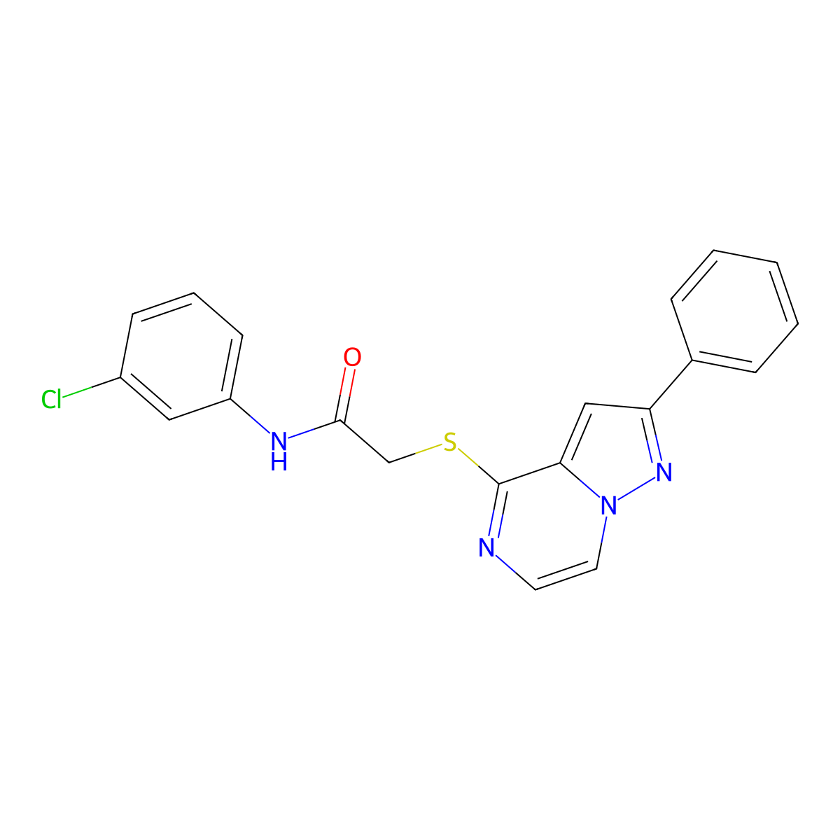 N-(3-chlorophenyl)-2-[(2-phenylpyrazolo[1,5-a]pyrazin-4-yl)thio]acetamide molecular structure, CAS 1021216-11-4